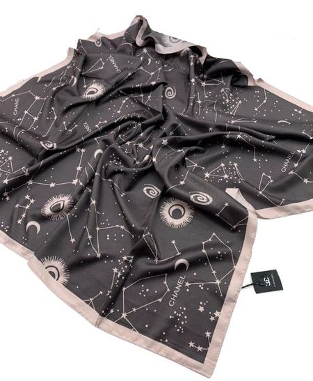 Шелковый платок Chanel 110119 серый