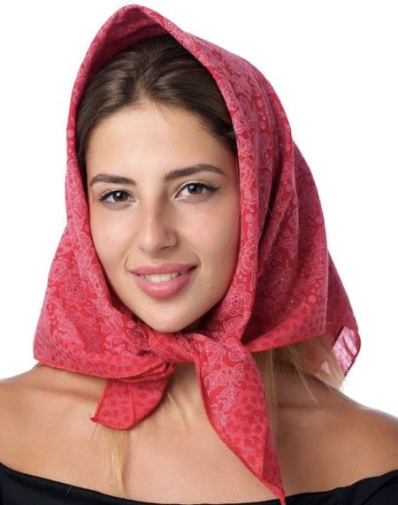 Платок из хлопка красный 260823