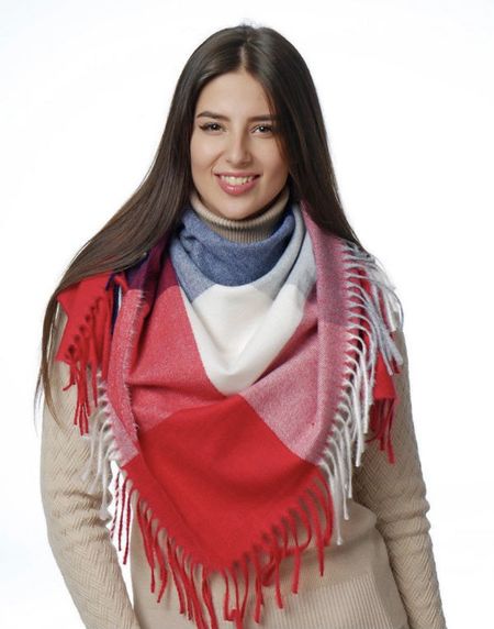 Платок Cashmere красный  белым 190927