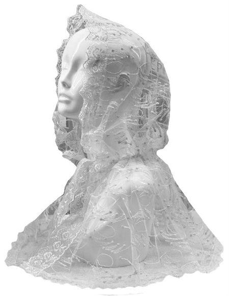 Ниспадающий платок капор в церковь  белый 280121