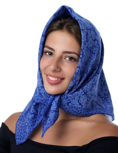 Платок из хлопка синий 260824