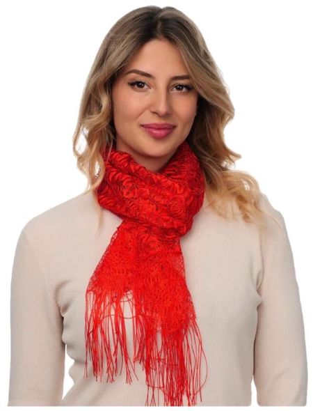 Шарф кружевной в церковь  красный 060404