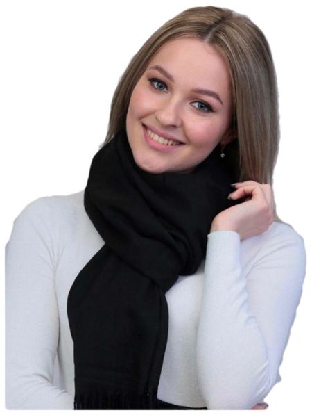 Шарф кашемировый черный 241119
