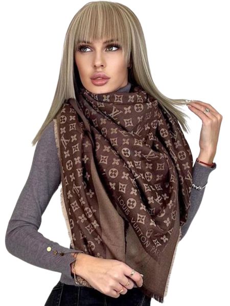 Платок LV брендовый шерстяной коричневый 110921