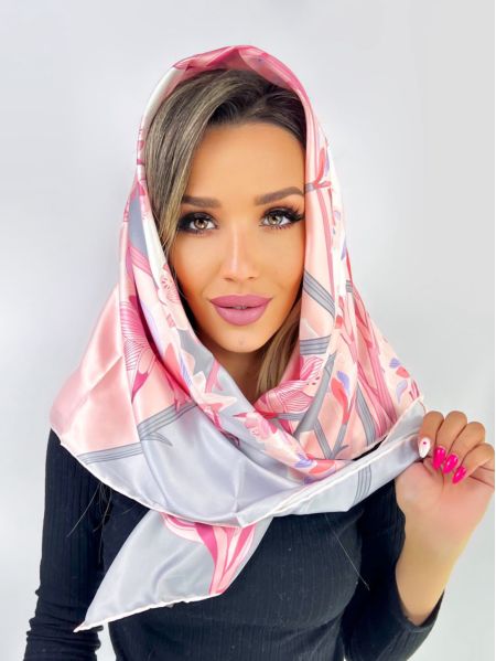 Шелковый платок TORIOLLI серо-розовый 15022403