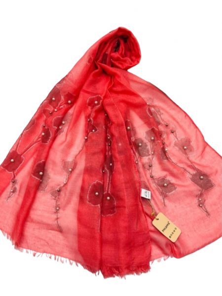 Палантин Dulnna  вискоза c шелком красный 070603