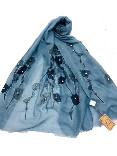 Палантин Dulnna  вискоза c шелком голубой 070601