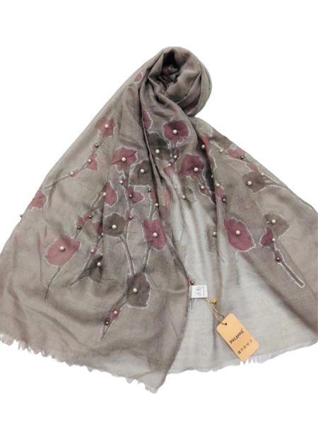 Палантин Dulnna  вискоза c шелком серый 070606