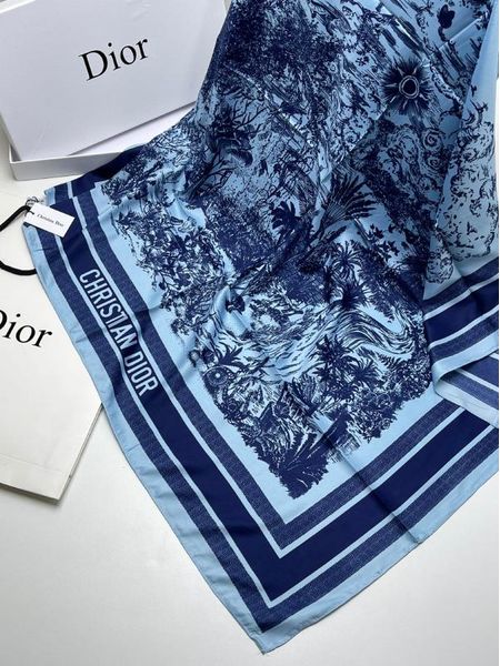 Платок шёлковый Dior 11212 синий