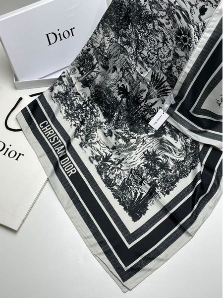 Платок шёлковый Dior 11215 серый