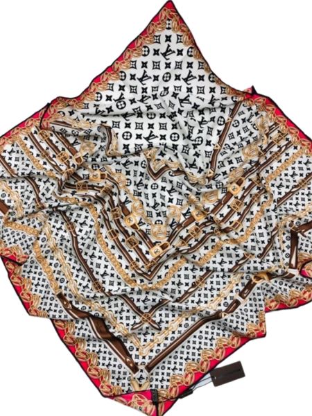 Платок брендовый шёлковый белый 050809