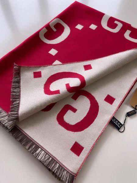 Палантин GUCCI из кашемира и шелка  красный 110926