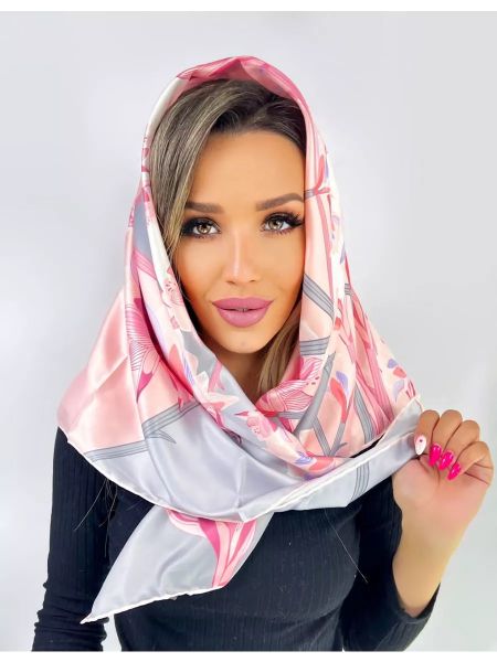 Шелковый платок TORIOLLI серый розовый 20022505