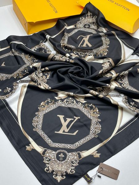 Шелковый платок брендовый чёрный 151025