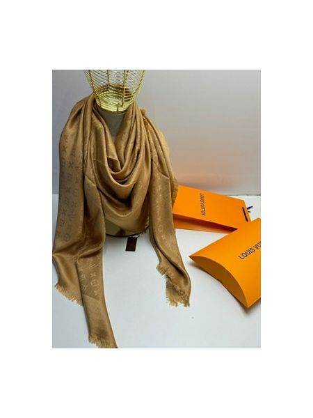 Платок брендовый шерсть с шелком 4004 золотистый
