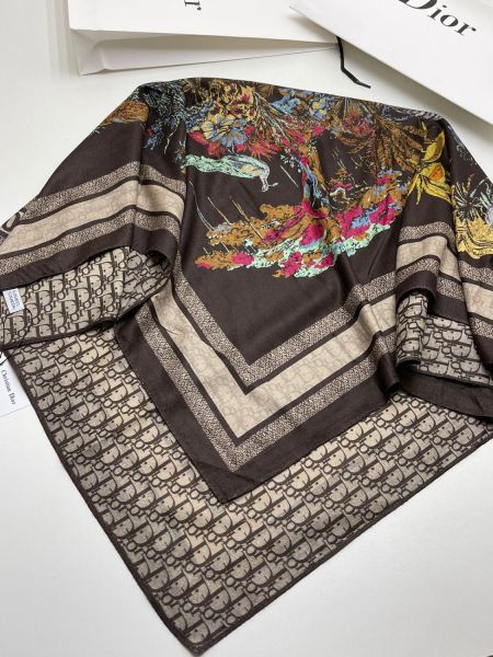 Женский шерстяной платок Christian Dior коричневый 28112332