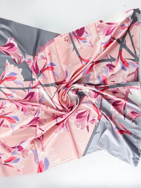 Шелковый платок TORIOLLI серо-розовый 15022403