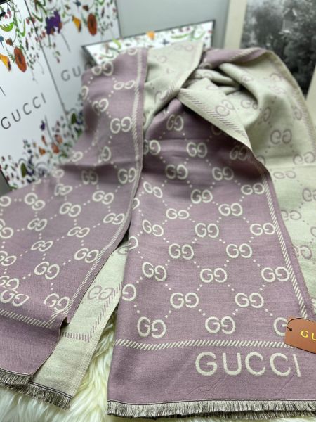 Палантин GUCCI сиреневый с серым 02092404