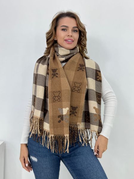 Палантин женский TORIОLLI  теплый бежевый с коричневым 11092302