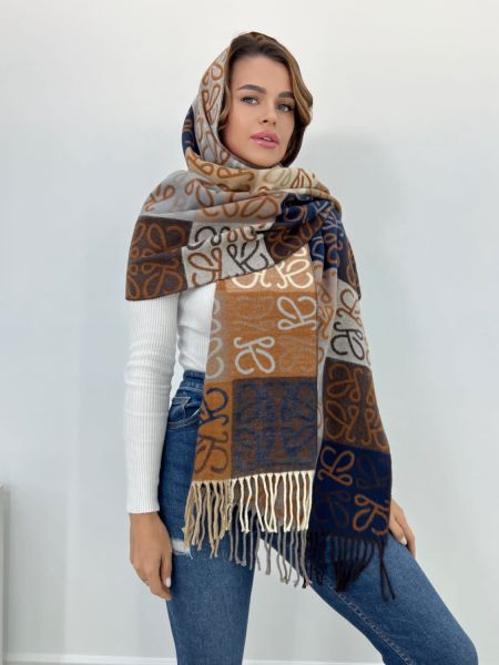 Палантин женский TORIОLLI  теплый бежевый с коричневым 11092303