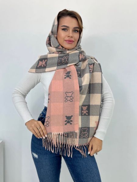 Палантин женский TORILLI  теплый серый с розовым 11092301