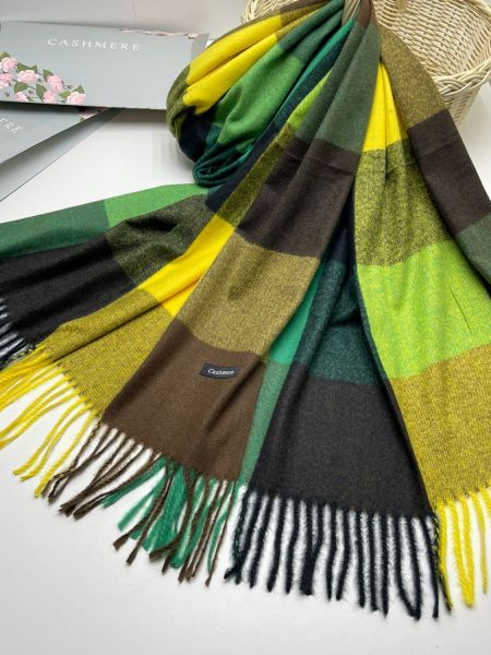 Палантин женский Cashmere  в клетку зеленый 04092300