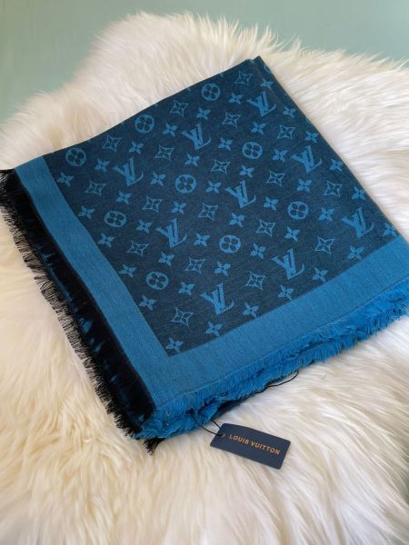 Платок брендовый LV голубой с черным  28092302