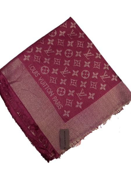 Платок брендовый шерстяной бордовый с серебром 12022403