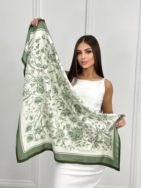 Женский шелковый платок Gucci белый оливковый 20072522