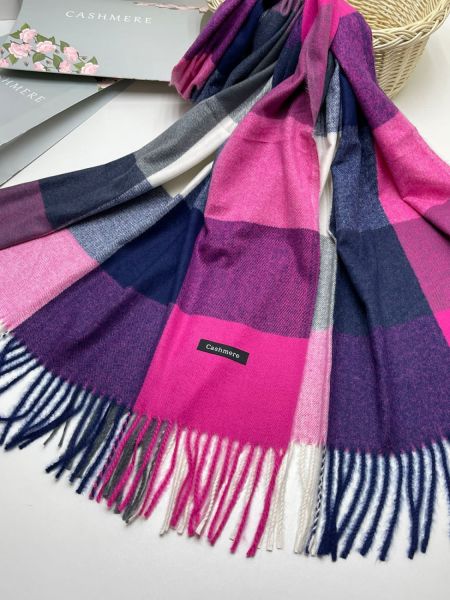 Палантин женский Cashmere  в клетку яркий розовый 04092306