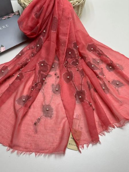 Палантин женский  шелк и  вискоза красный15022334