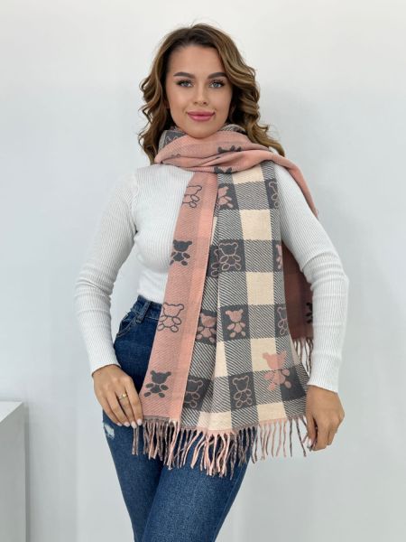 Палантин женский TORILLI  теплый серый с розовым 11092301