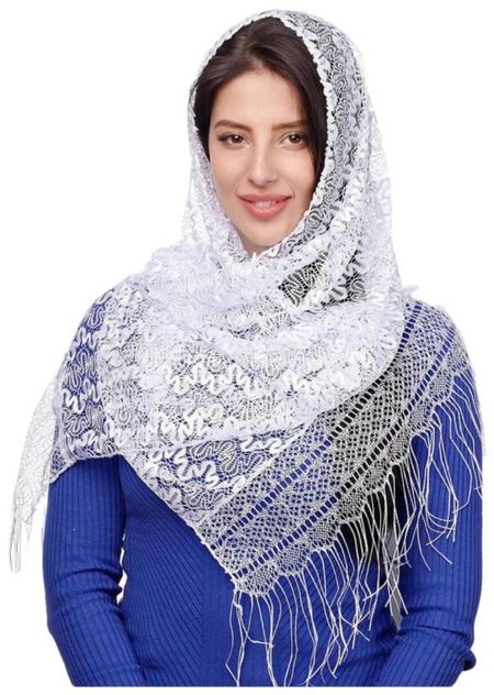 Шарф кружевной в церковь  белый 060401