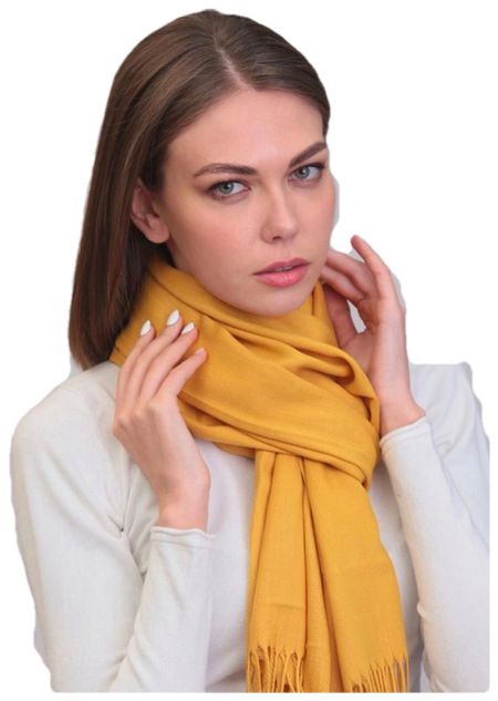 Шарф кашемировый желтый 241125