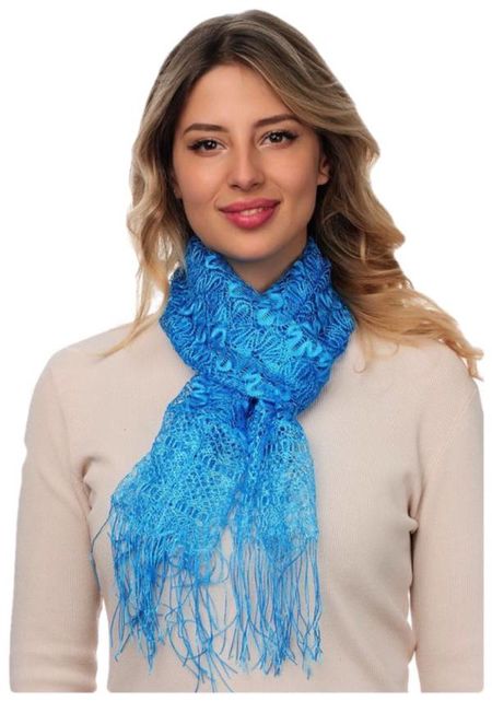 Шарф кружевной в церковь  голубой 060402