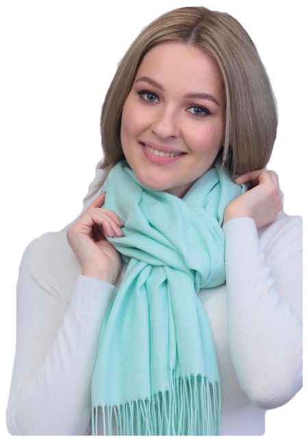 Шарф кашемировый  голубой 241127
