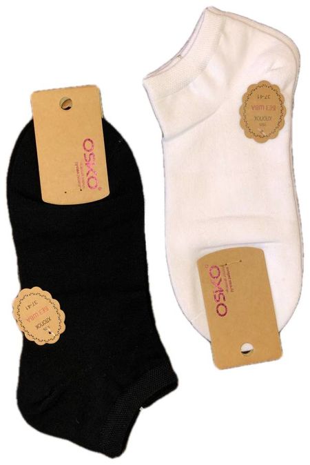 Носки женские короткие 2 пары белые черные  OSKO А1681/2 Носки женские короткие 2 пары белые черные  OSKO А1681/2