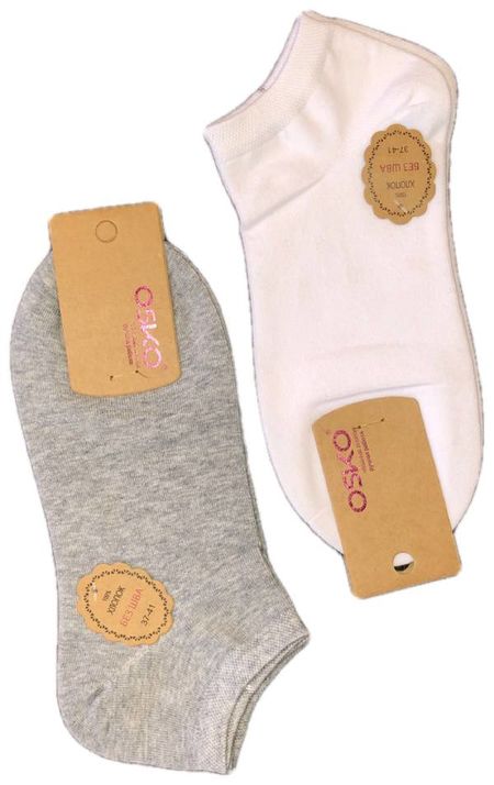 Носки женские короткие 2 пары белые серые  OSKO А1681/1